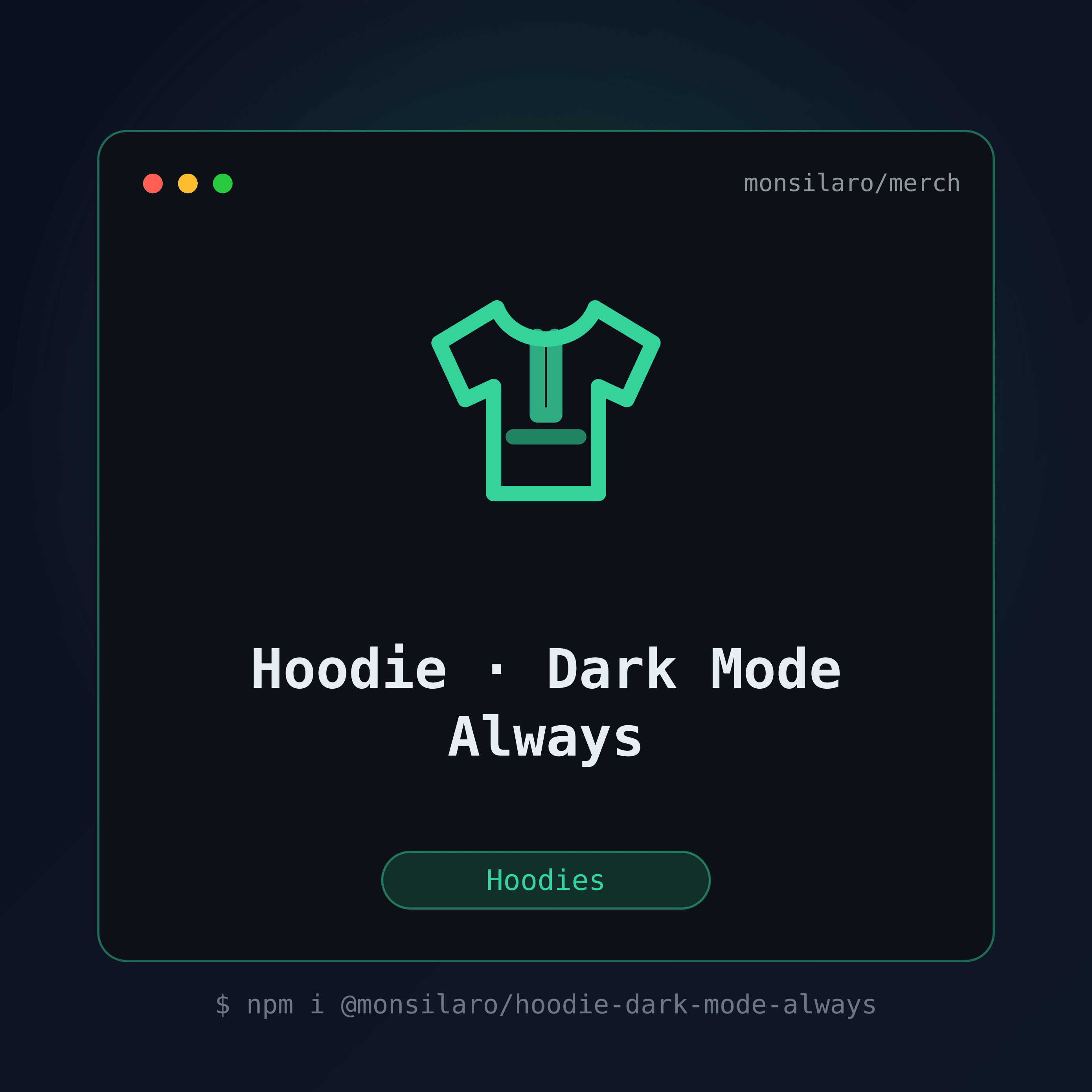 Hoodie — Dark Mode Always — visuel produit Monsilaro Merch
